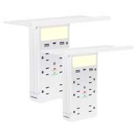 Smart Plug Night Light Surge Protector Multi Plug 6 AC Outlet Rack Type C 2 USB Socket Wall Shelf